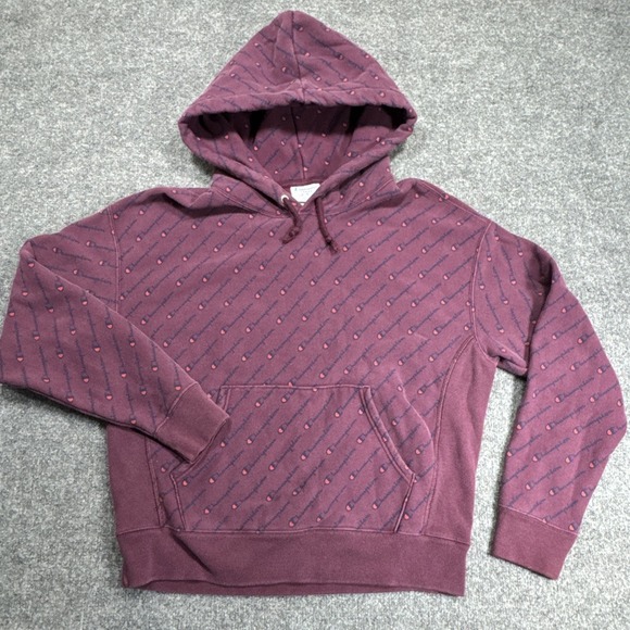 Champion Hoodie Adult Large Maroon Reverse Weave All Over‎ Print Logo Sweatshirt - Picture 3 of 5